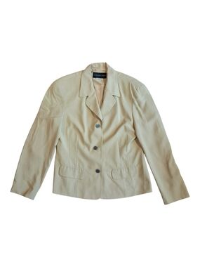 august silk Cream Tailored Single-Breasted Blazer 100% Silk Y2K